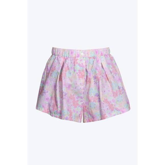 NEW FOR LOVE & LEMONS kennedy floral-print cotton-poplin shorts in pink multi - Picture 1 of 1